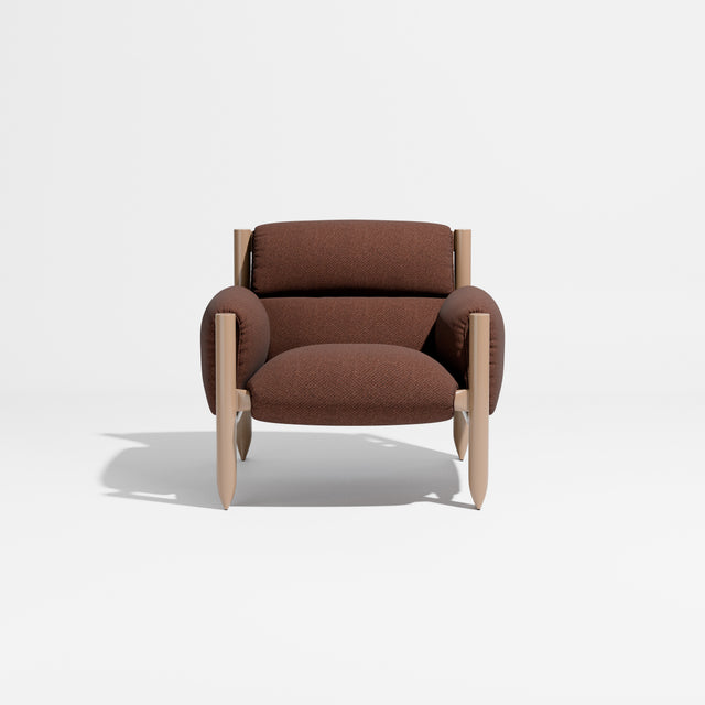 Cattle Armchair | Upholstered Armchair | Lounge Chair | Gibson Karlo | Design By Them | Camel Frame | Maharam Facet 005