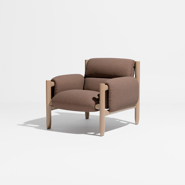 Cattle Armchair | Upholstered Armchair | Lounge Chair | Gibson Karlo | Design By Them | Camel Frame | Kvadrat Technicolour 0340