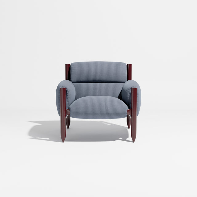 Cattle Armchair | Upholstered Armchair | Lounge Chair | Gibson Karlo | Design By Them | Burgundy Frame | Kvadrat Phlox 0743