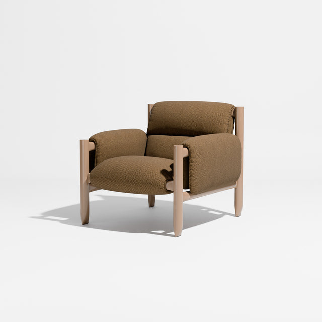Cattle Armchair | Upholstered Armchair | Lounge Chair | Gibson Karlo | Design By Them | Camel Frame | Maharam Facet 011