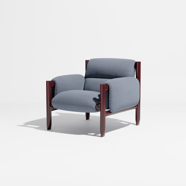 Cattle Armchair | Upholstered Armchair | Lounge Chair | Gibson Karlo | Design By Them | Burgundy Frame | Kvadrat Phlox 0743