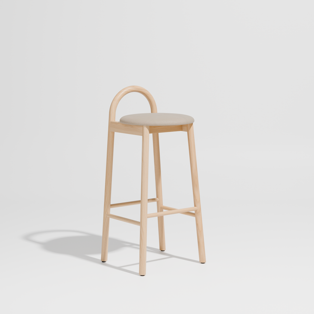 Bobby Bar Stool - Timber Upholstered with Seat Pad | DesignByThem ** Maharam Merit 030 / Ash