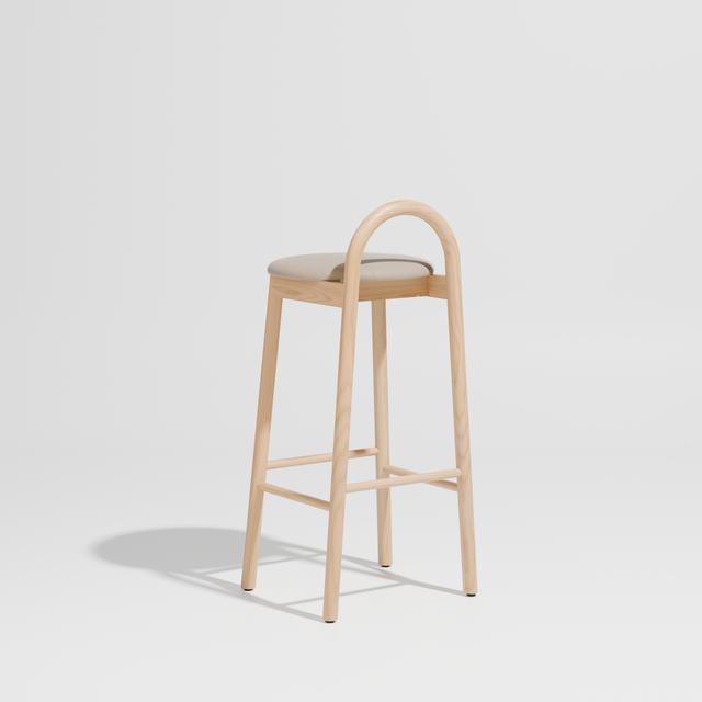 Bobby Bar Stool - Timber Upholstered with Seat Pad | DesignByThem ** Maharam Merit 030 / Ash