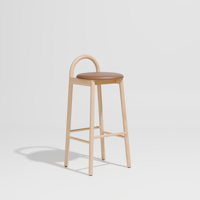 Bobby Bar Stool - Timber Upholstered with Seat Pad | DesignByThem ** Knoll Prairie 027 / Ash