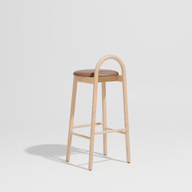 Bobby Bar Stool - Timber Upholstered with Seat Pad | DesignByThem ** Knoll Prairie 027 / Ash