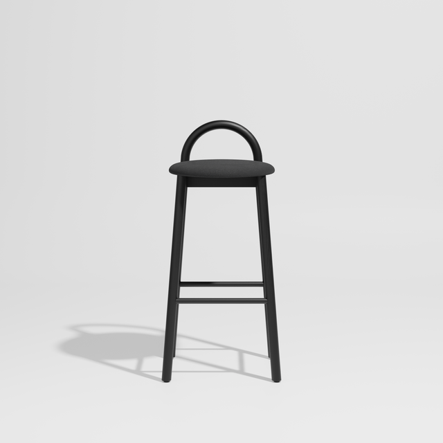 Bobby Bar Stool - Timber Upholstered with Seat Pad | DesignByThem ** Maharam Merit 004 / Black Ash