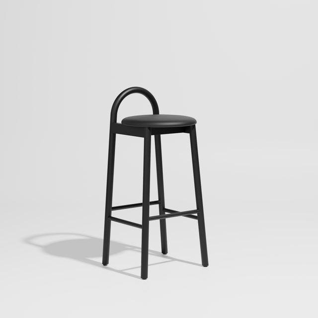 Bobby Bar Stool - Timber Upholstered with Seat Pad | DesignByThem ** Knoll Prairie 018 / Black Ash