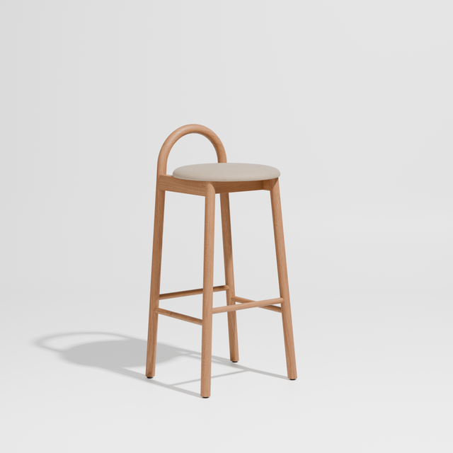 Bobby Bar Stool - Timber Upholstered with Seat Pad | DesignByThem ** Maharam Merit 030 / Oak