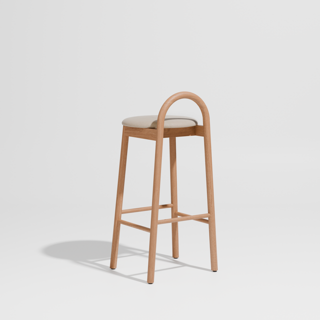 Bobby Bar Stool - Timber Upholstered with Seat Pad | DesignByThem ** Maharam Merit 030 / Oak