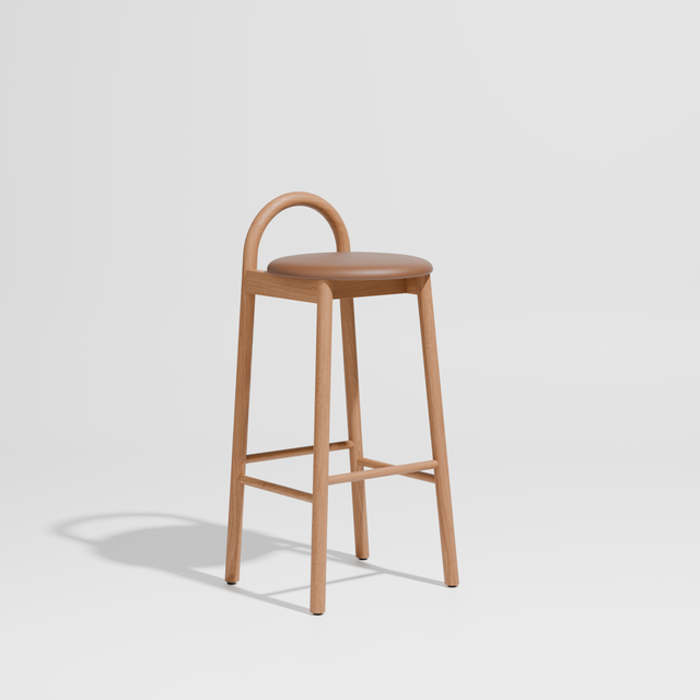 Bobby Bar Stool - Timber Upholstered with Seat Pad | DesignByThem ** Knoll Prairie 027 / Oak