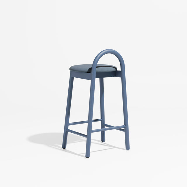 Bobby Timber Bar Counter Stool with Seat Pad | Design By Them ** Maharam Merit 012 / Steel Blue Ash
