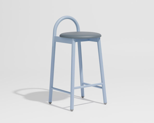 Bobby Counter Stool Metal Upholstered | Daniel Tucker | Design By Them | Knoll Prairie 051 | Chalk Blue | Outdoor Suitable | Designed by Daniel Tucker | Design By Them