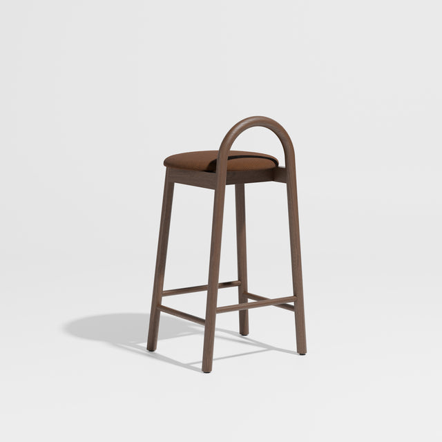 Bobby Timber Bar Counter Stool with Seat Pad | DesignByThem ** Maharam Merit 033 / Smoked Oak