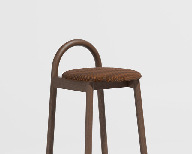Bobby Timber Bar Counter Stool with Seat Pad | Design By Them | Maharam Merit 033 / Smoked Oak