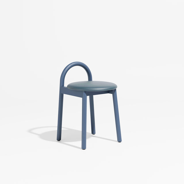 Bobby Timber Low Stool with Seat Pad | Design By Them ** Knoll Prairie 051 / Steel Blue Ash
