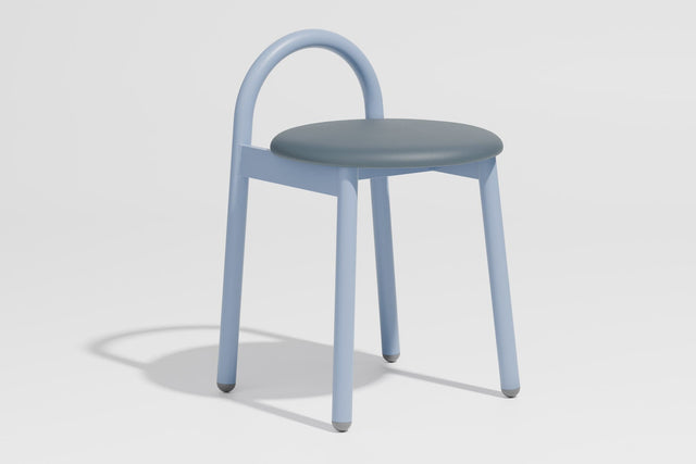 Bobby Stool Metal Upholstered | Daniel Tucker | Design By Them ** Knoll Prairie 051 / Chalk Blue | Outdoor Suitable