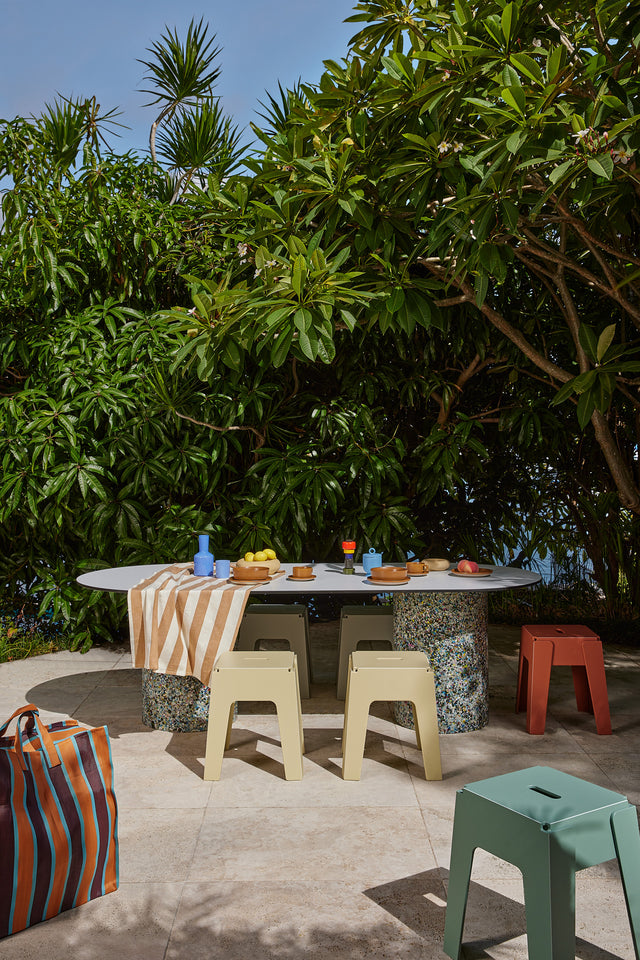 Confetti Dining Table | 100% Recycled Plastic Indoor/Outdoor Furniture Ellipse Top | DesignByThem | GibsonKarlo | Gallery