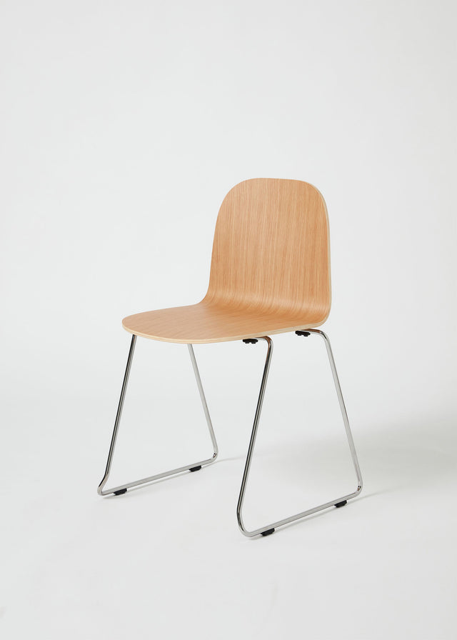 Potato Chair | Stacking Sled Timber & Upholstered Dining Office Chair with Handle | Gibson Karlo | Design By Them