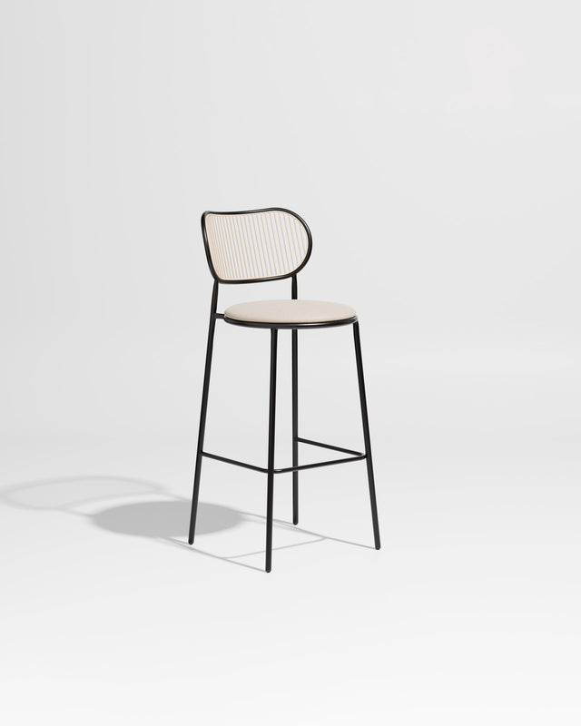 Piper Bar Chair Upholstered | Gibson Karlo | DesignByThem ** Black Beige / Maharam Merit - 030 (Indoor Only)