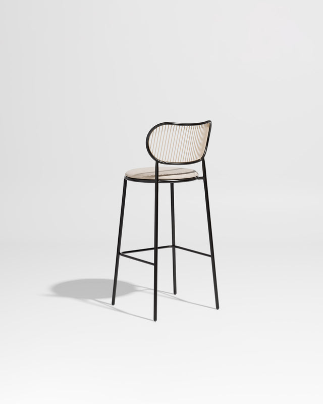 Piper Bar Chair Upholstered | Gibson Karlo | DesignByThem ** Black Beige / Maharam Merit - 030 (Indoor Only)