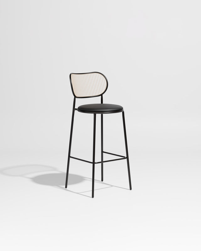 Piper Bar Chair Upholstered | Gibson Karlo | DesignByThem ** Black Beige / Knoll Prairie - 018 (Outdoor Suitable)