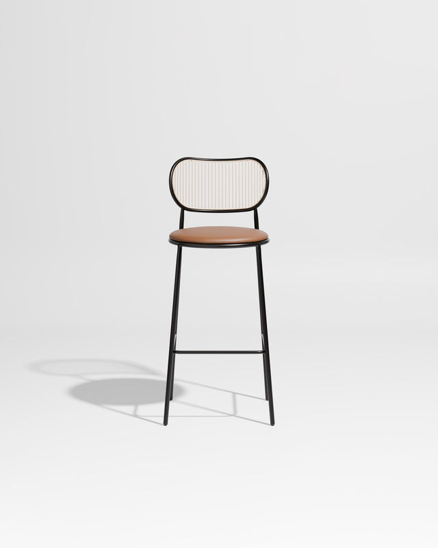 Piper Bar Chair Upholstered | Gibson Karlo | DesignByThem ** Black Beige / Knoll Prairie - 027 (Outdoor Suitable)
