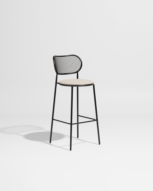 Piper Bar Chair Upholstered | Gibson Karlo | DesignByThem ** Black Black / Maharam Merit - 030 (Indoor Only)