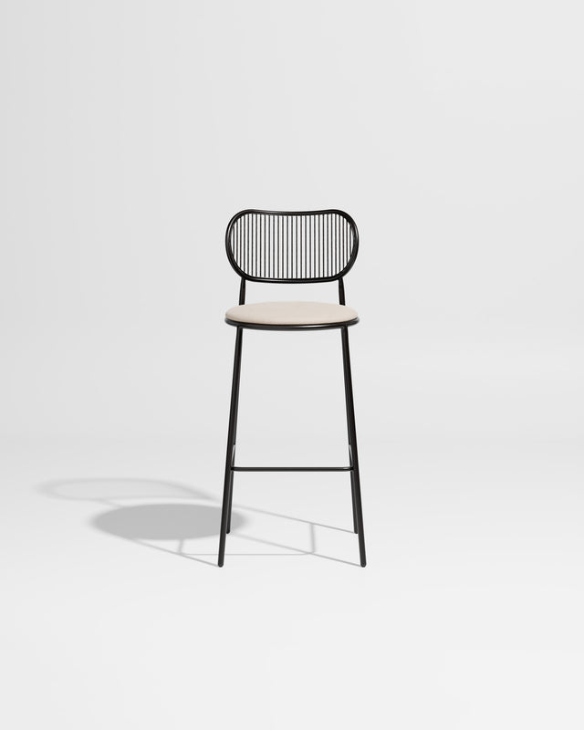 Piper Bar Chair Upholstered | Gibson Karlo | DesignByThem ** Black Black / Maharam Merit - 030 (Indoor Only)