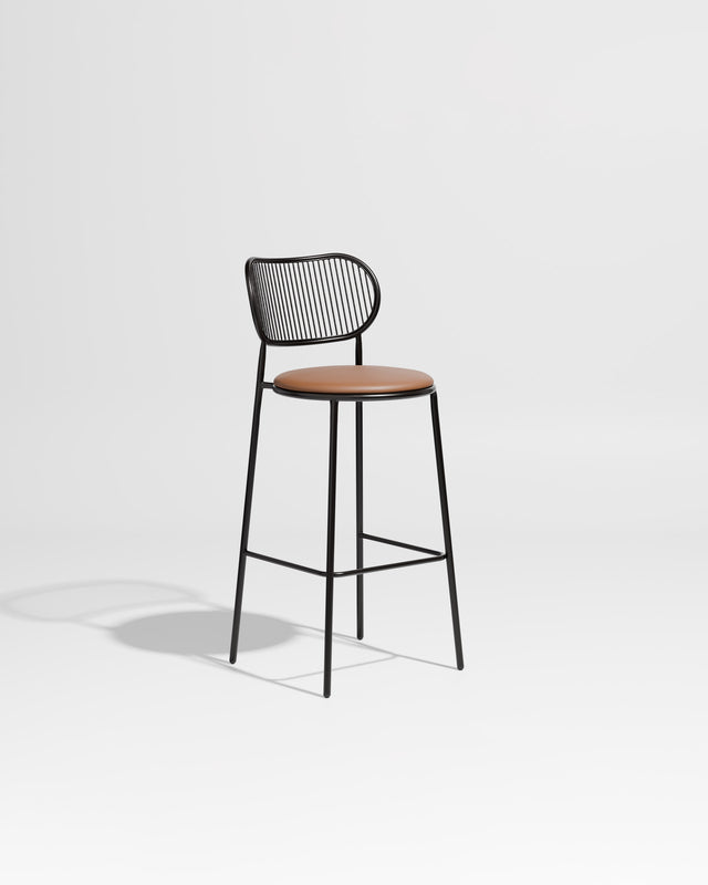 Piper Bar Chair Upholstered | Gibson Karlo | DesignByThem ** Black Black / Knoll Prairie - 027 (Outdoor Suitable)