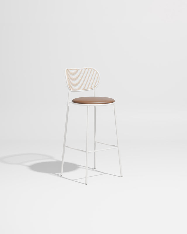 Piper Bar Chair Upholstered | Gibson Karlo | DesignByThem ** White Beige / Knoll Prairie - 027 (Outdoor Suitable)
