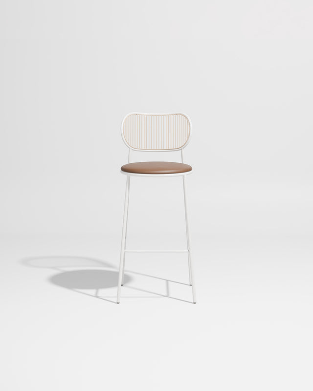 Piper Bar Chair Upholstered | Gibson Karlo | DesignByThem ** White Beige / Knoll Prairie - 027 (Outdoor Suitable)