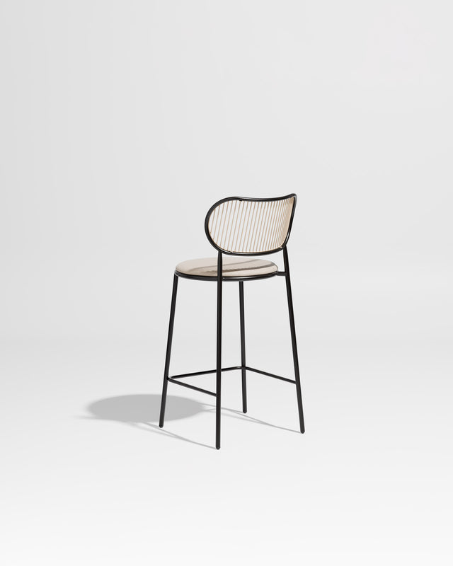 Piper Counter Chair | Gibson Karlo | Stainless Steel | DesignByThem ** Black-Beige / Maharam Merit - 030 (Indoor Only)