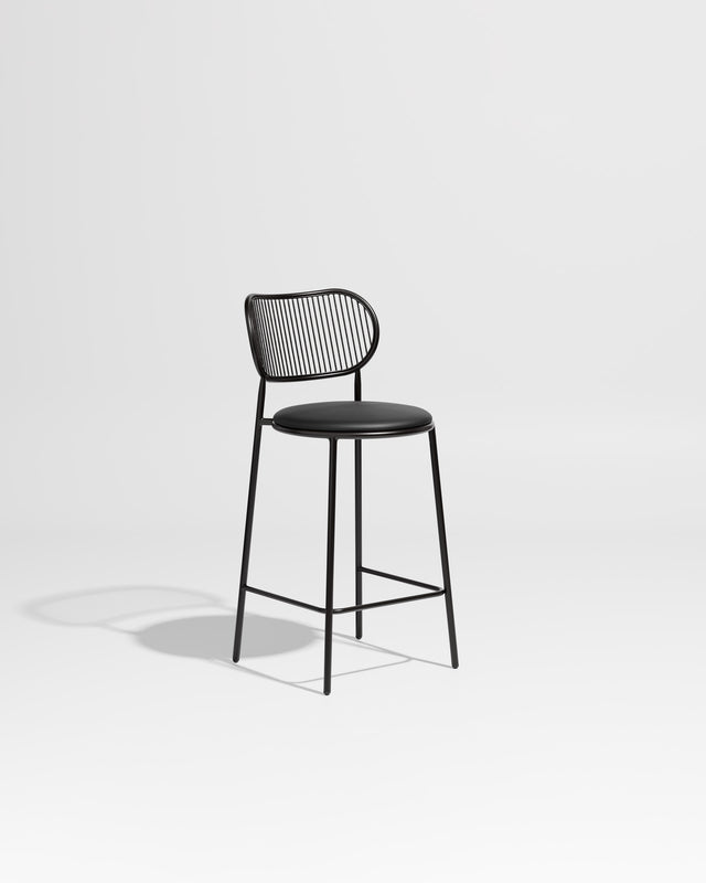 Piper Counter Chair | Gibson Karlo | Stainless Steel | DesignByThem ** Black-Black / Knoll Prairie - 018 (Outdoor Suitable)
