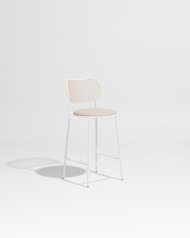 Piper Counter Chair | Gibson Karlo | Stainless Steel | DesignByThem ** White-Beige / Maharam Merit - 030 (Indoor Only)
