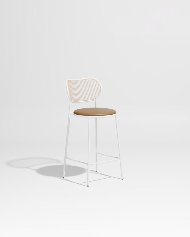 Piper Counter Chair | Gibson Karlo | Stainless Steel | DesignByThem ** White-Beige / Knoll Prairie - 027 (Outdoor Suitable)