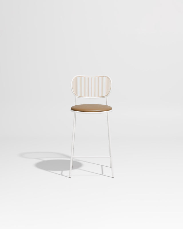 Piper Counter Chair | Gibson Karlo | Stainless Steel | DesignByThem ** White-Beige / Knoll Prairie - 027 (Outdoor Suitable)