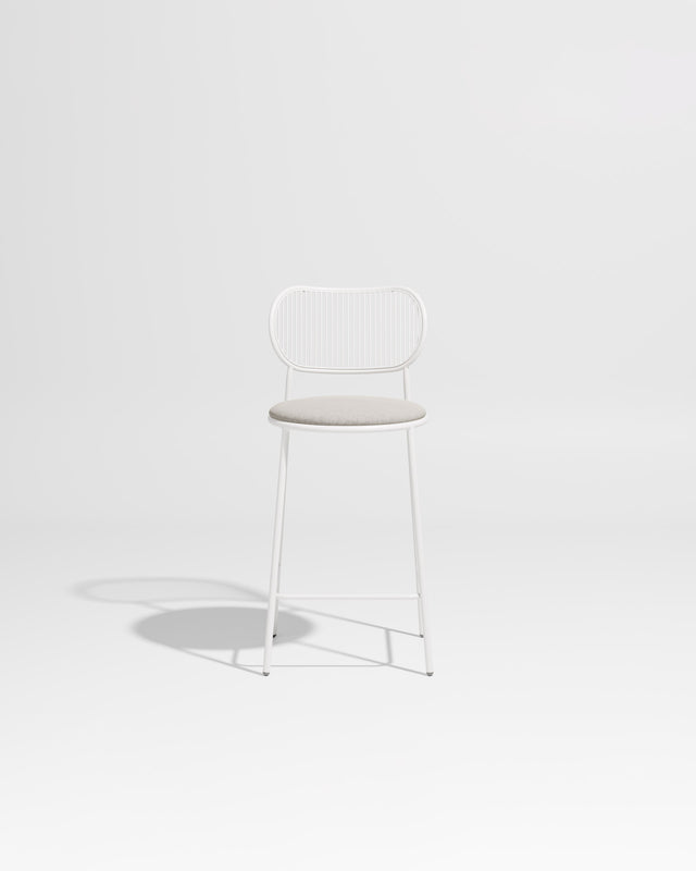 Piper Counter Chair | Gibson Karlo | Stainless Steel | DesignByThem ** White-White / Maharam Merit - 023 (Indoor Only)