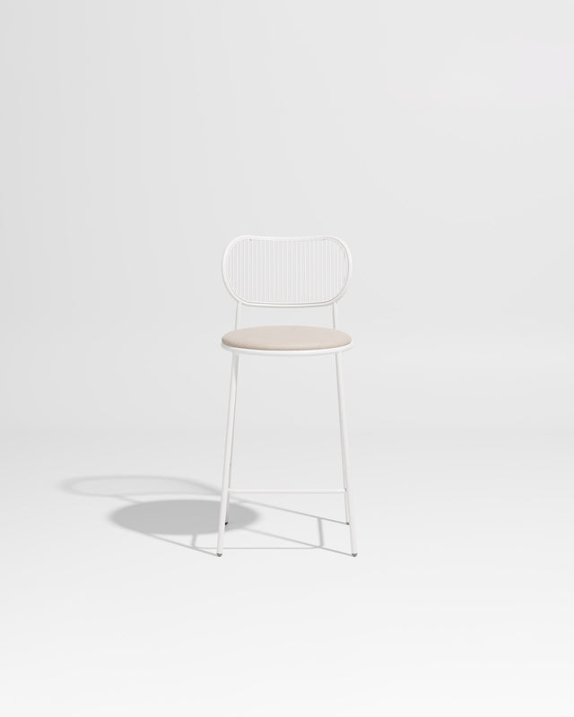 Piper Counter Chair | Gibson Karlo | Stainless Steel | DesignByThem ** White-White / Maharam Merit - 030 (Indoor Only)
