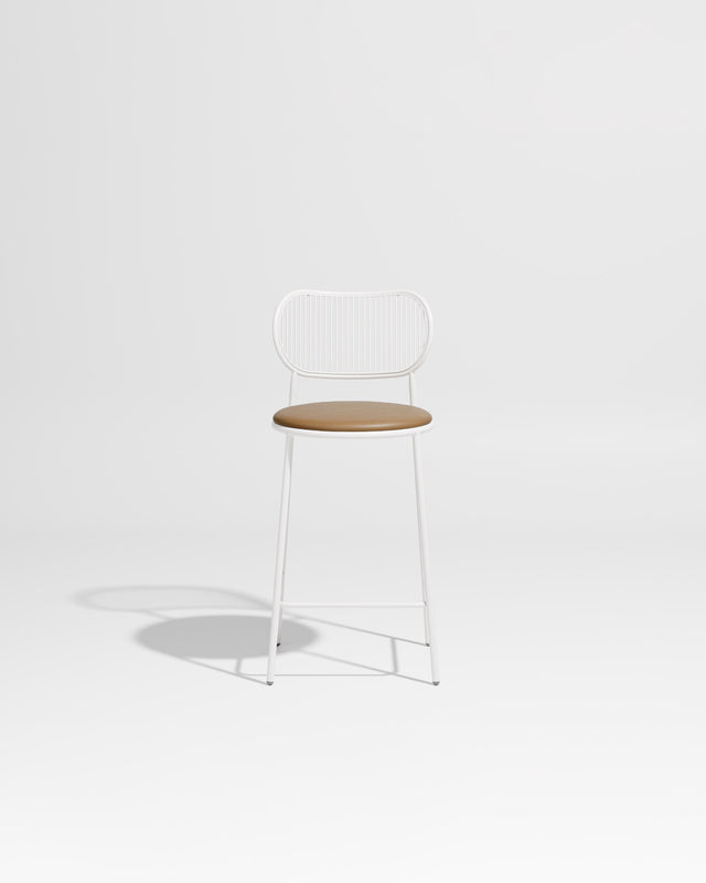 Piper Counter Chair | Gibson Karlo | Stainless Steel | DesignByThem ** White-White / Knoll Prairie - 027 (Outdoor Suitable)