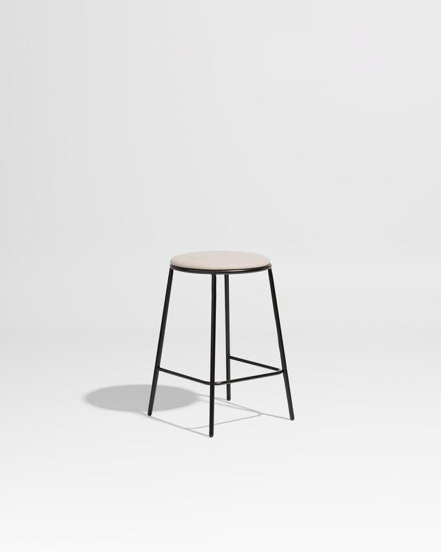 Piper Counter Stool | Gibson Karlo | Stainless Steel | Design By Them ** Black / Maharam Merit - 030 (Indoor Only)