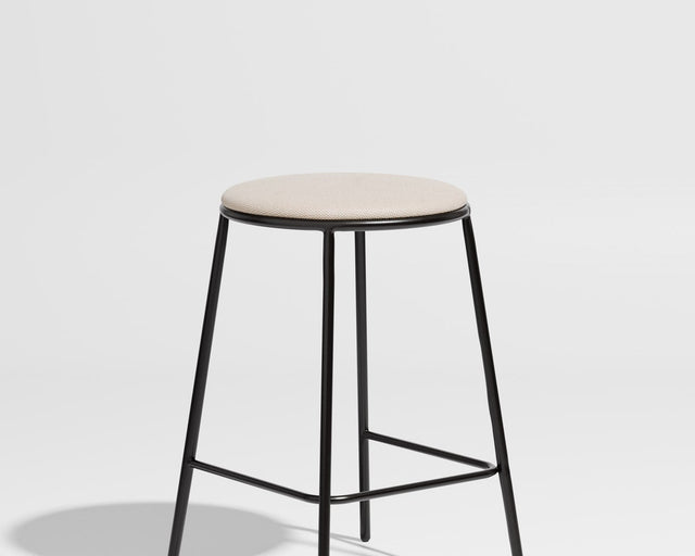 Piper Counter Stool | Gibson Karlo | Stainless Steel | DesignByThem | Black / Maharam Merit - 030 (Indoor Only)