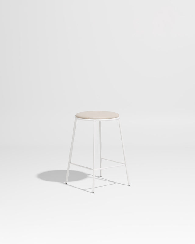 Piper Counter Stool | Gibson Karlo | Stainless Steel | Design By Them ** White / Maharam Merit - 030 (Indoor Only)