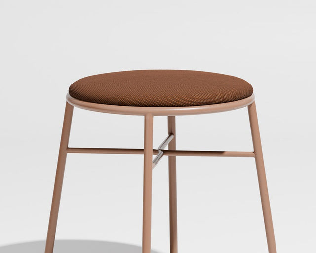 Piper Low Stool | Gibson Karlo | Stainless Steel | DesignByThem | Nutmeg / Maharam Merit - 033 (Indoor Only)