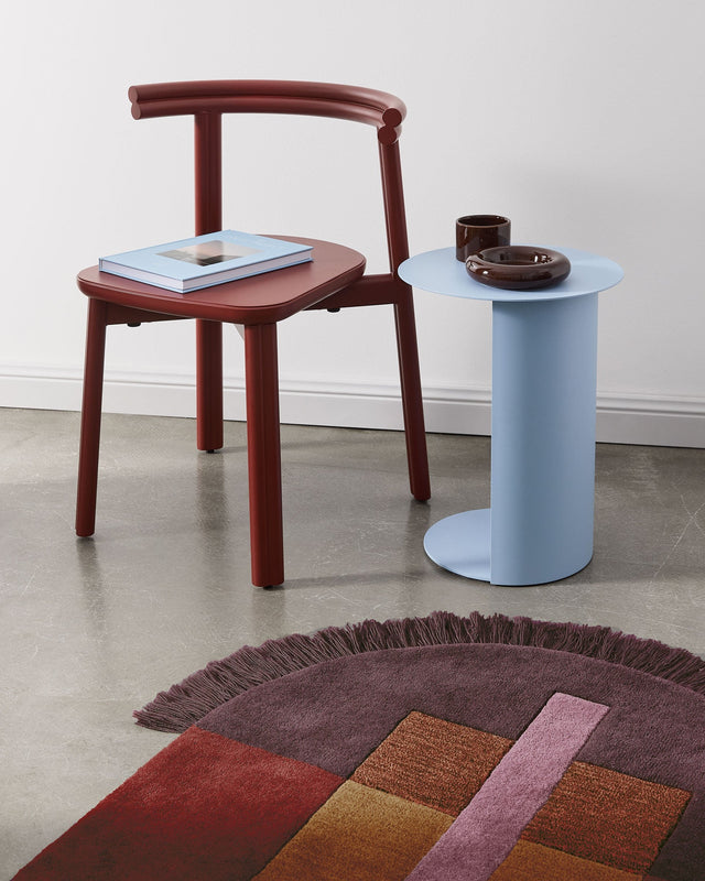 Twill Metal Chair & Pillar Round Side Table by Gibson Karlo | Overlay Runner by Danielah Martinez | Design By Them