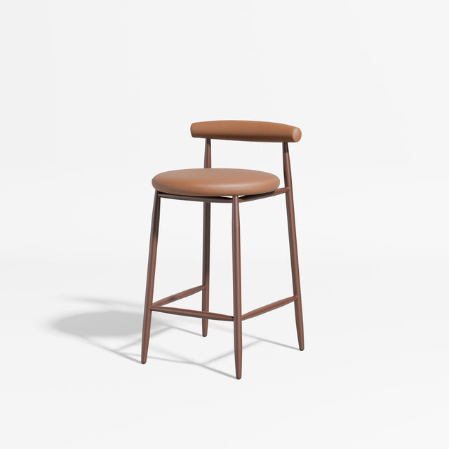 Swage Counter Chair Upholstered | Angus Easthope | DesignByThem ** Coffee / Imperia Leather Camel (Indoor Only)