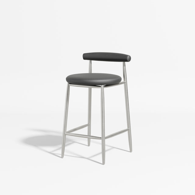 Swage Counter Chair Upholstered | Angus Easthope | DesignByThem ** Stainless Steel / Imperia Leather Black (Indoor Only)