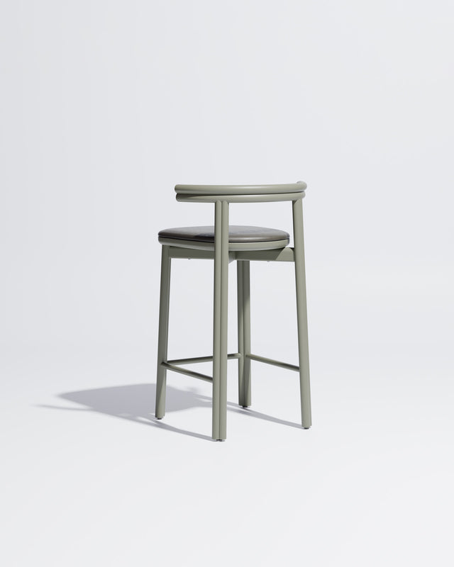 Twill Metal Counter Chair Upholstered | Gibson Karlo | DesignByThem ** Pale Eucalypt / Knoll Prairie - 034 (Outdoor Suitable)