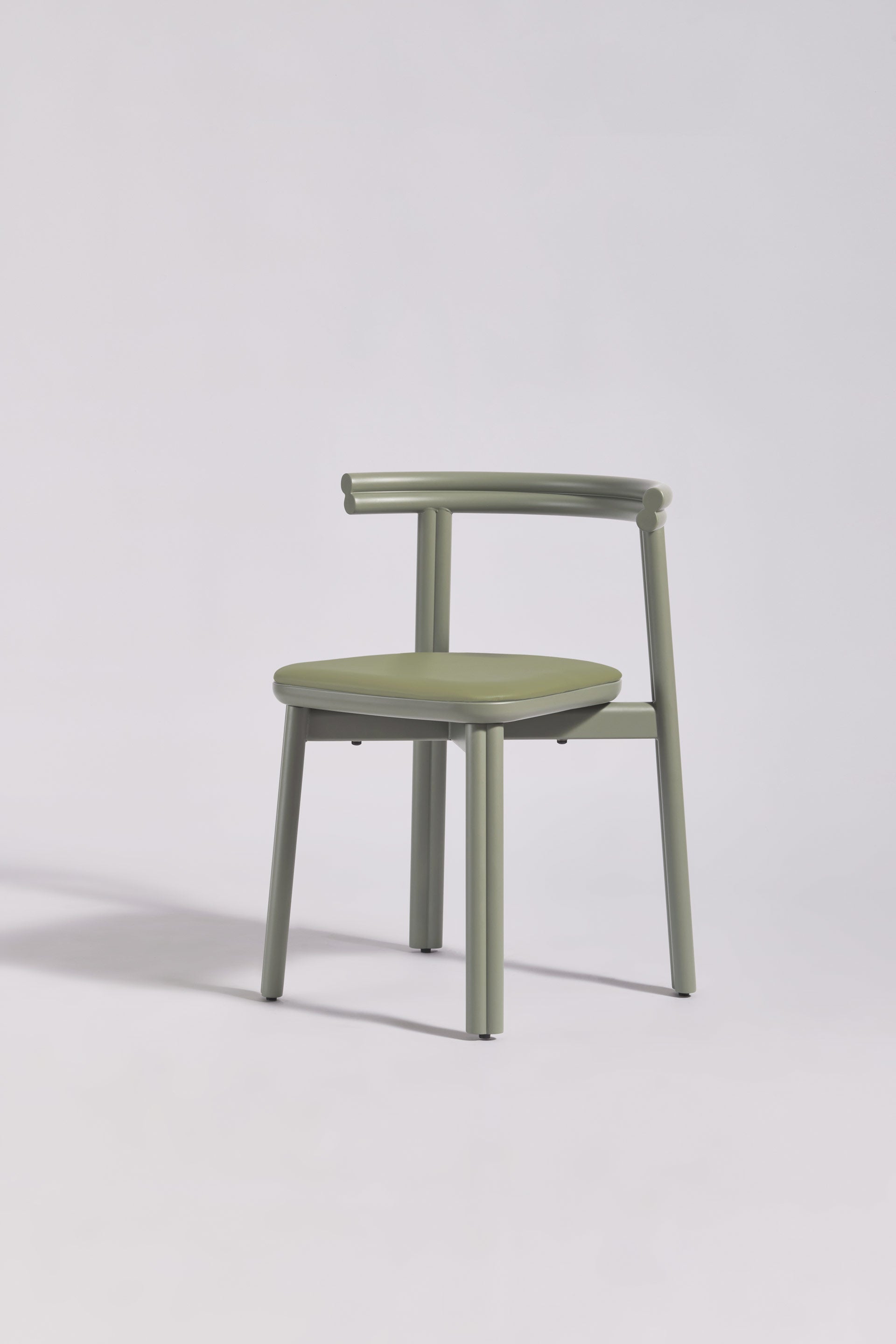 Twill Metal Chair Upholstered Seat | Pale Eucalypt Metal Dining Chair | GibsonKarlo | DesignByThem ** HF2 Maharam Lariat (Vinyl) 047 Purslane