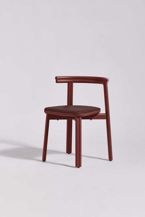 Twill Metal Chair Upholstered Seat | Rust Red Metal Dining Chair | GibsonKarlo | DesignByThem ** HF2 Maharam Lariat (Vinyl) 044 Maroon