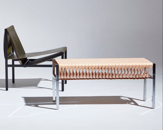 DL Lounge Chair & Bench by Dion Lee, Sarah Gibson & Nicholas Karlovasitis | Saddle Leather & Metal | Design By Them | Gallery
